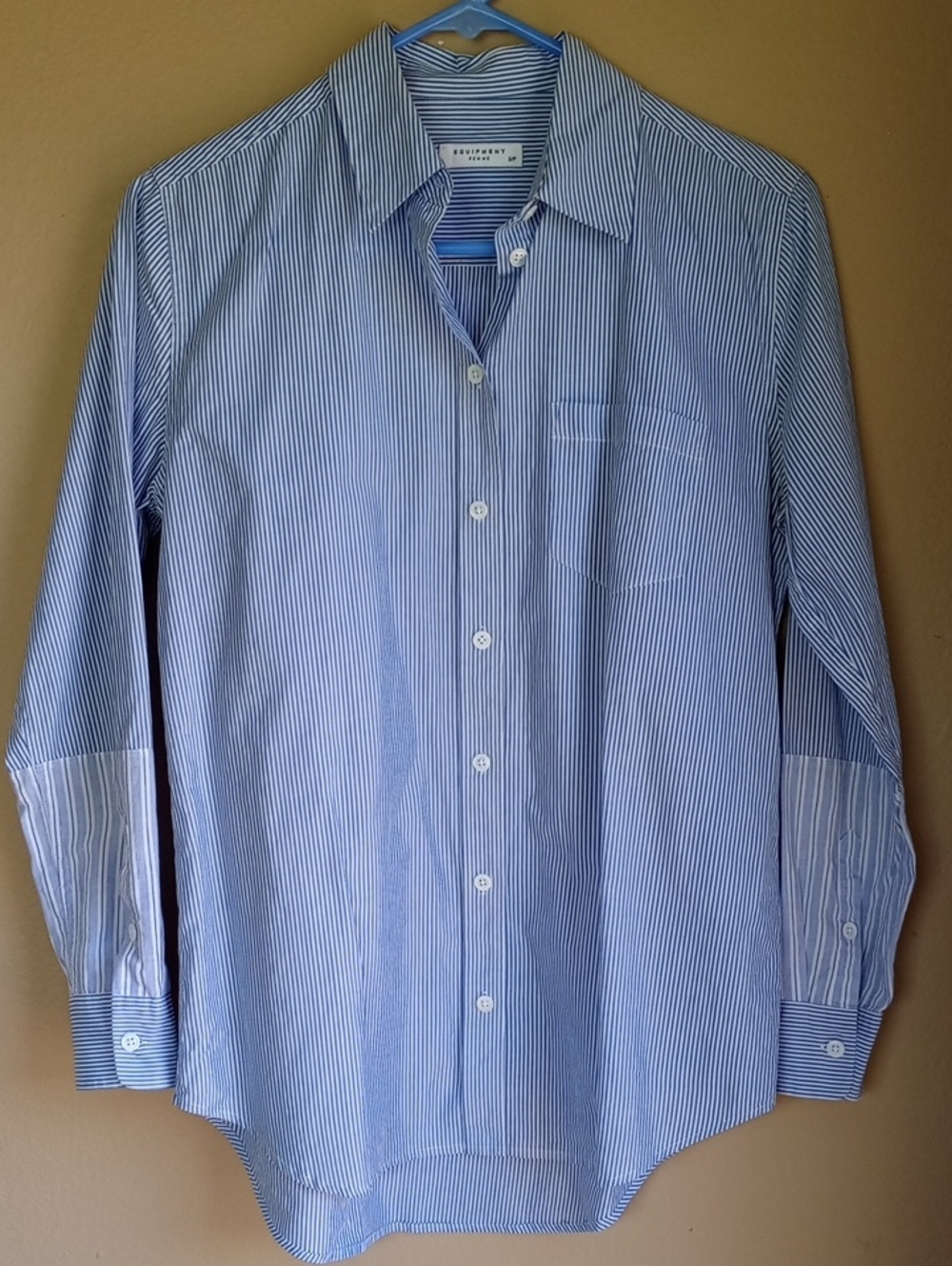 Equipment Stripped Nautical Light Weight Cotton Button Front Long Sleeve Shirt